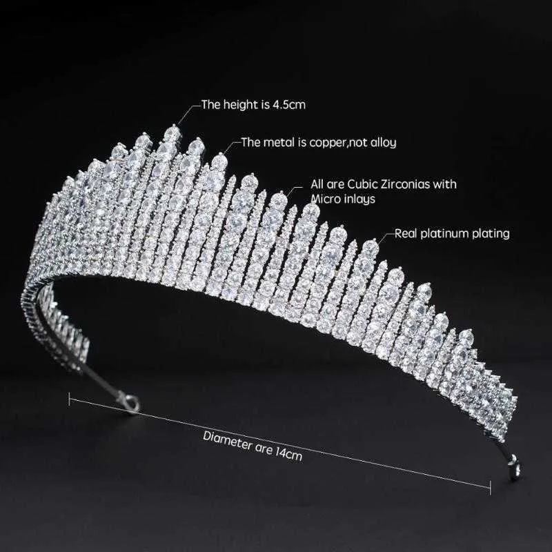 Bröllopshår smycken Headpieces Design Cubic Zirconia Princess Tiara Diadem For Bridal Wedding Hair Jewelry Accessories Hairpieces CH10345headpieces L240402