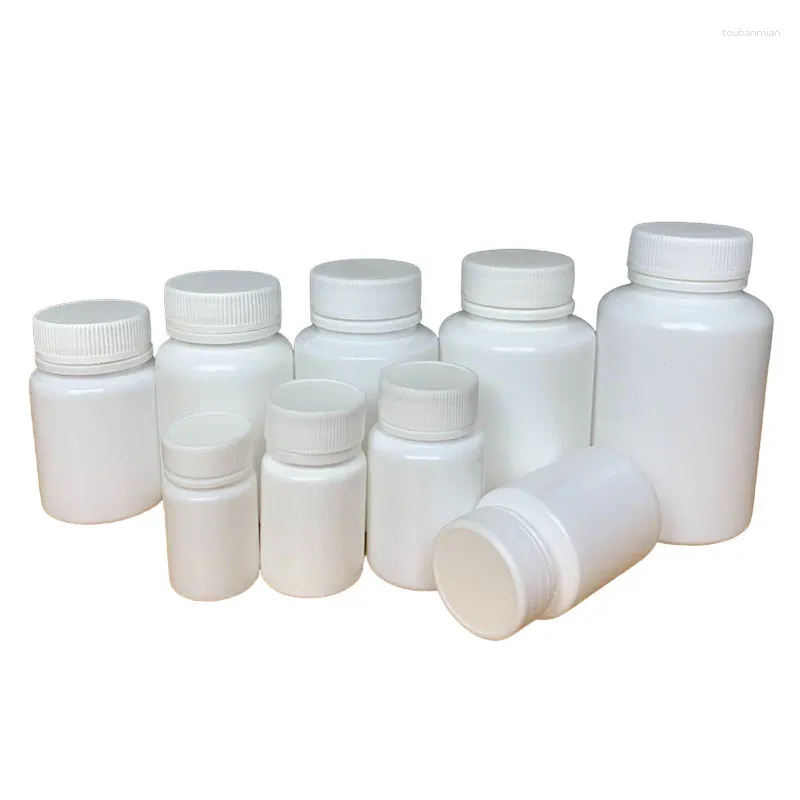 収納ボトル10pcs補充可能なプラスチックシール15ml 20ml 30ml 50ml 100mlバイアル試薬コンテナスクリューキャップ100pcs