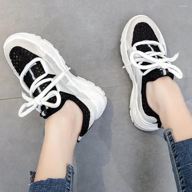 Fitnessschuhe Frauen Mode -Sneaker für weiße Plattform Chunky Casual Woman Schnüre Designer Mesh atmungsaktiven Tennisinnen weibliche Trainer