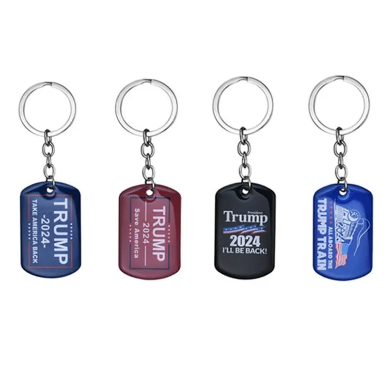 Parti Favor 2024 Trump Keychain ABD Başkan Seçim Bayrağı Kolye Paslanmaz Çelik Etiketler Amerika'yı Tekrar Kurtarma Keyring Drop Teslimat Hom Dhkhl