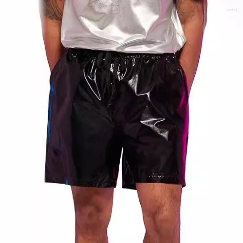 Shorts pour hommes pantalons en cuir brillant des vêtements de performance une pièce pour les fêtes disco