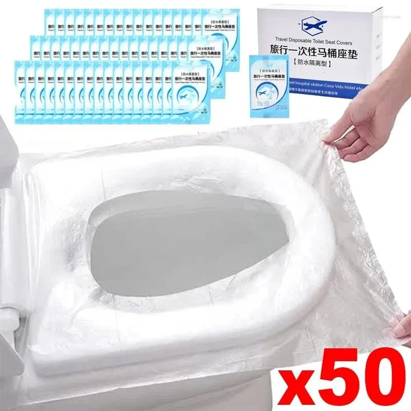 Toilettensitzabdeckungen 1 Box Einwegabdeckung Tragbarer Papierkissen Sicherheitsreinigung wasserdichte Matte Travel Camping Bad Zubehör