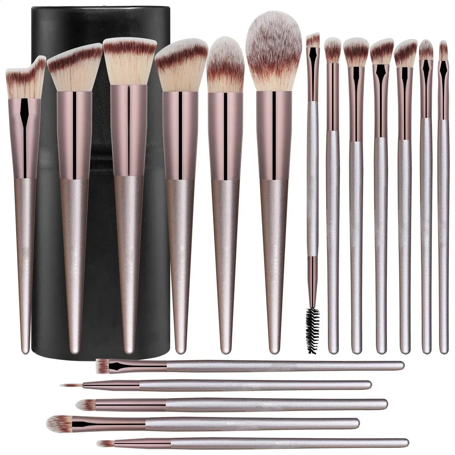 Makeup Brush Set 18 PCS Premium Synthetic Foundation Cocorcers Powcers Shadows Shadows Blush Make-Up for Women with Black Case 240327