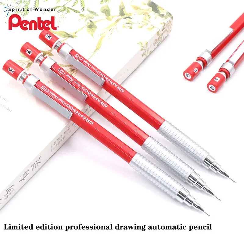 Pennor Japan Pentel Automatisk blyertspenna 0,5 mm lågt tyngdkraftsingenjör Design Pencil Metal Pen Grip Antibreak Lead Art Stationery