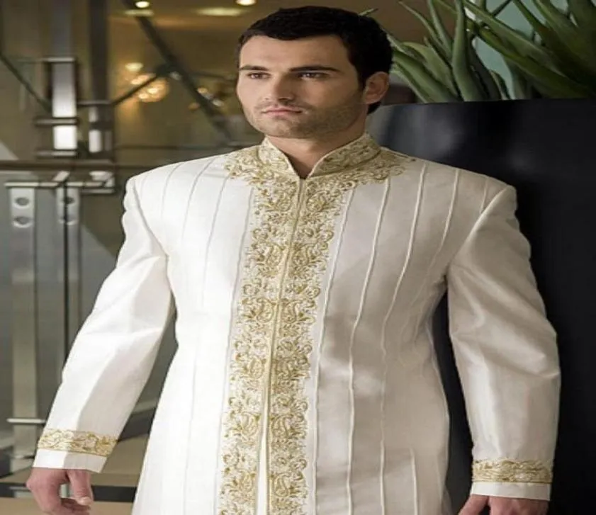 Män ny modedesigner bröllop brudgum indowestern sherwani kostym anpassade tuxedos för män prom män kostymer jacka pants9068320