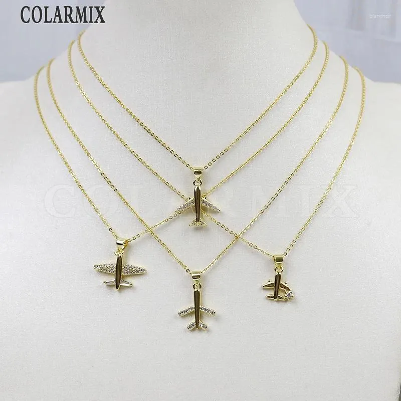 Chaines 10pieces Zirconia Tiny Airplane pendent