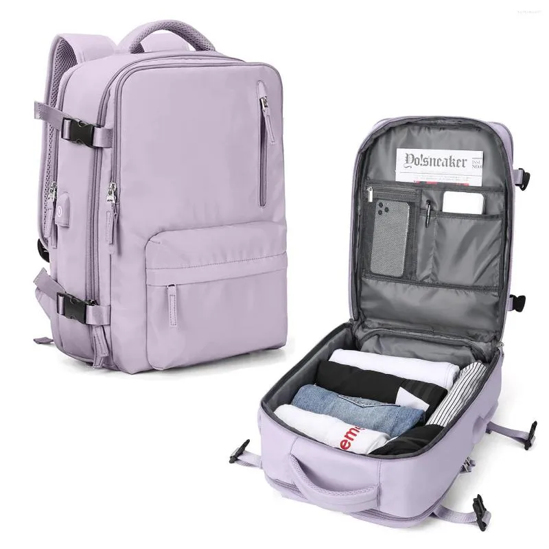 Backpack Travel Woman Avião Bagques Bagpacks de grande capacidade Multifuncional Bolsas femininas Catilhamento USB de mala leve