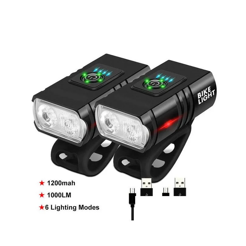Bahçe Seti USB şarj edilebilir bisiklet ışıkları Set Süper Parlak Bisiklet Işığı Powerf Ön Far ve Arka Arka Modlar 6 Mod Tüm B DHNP1