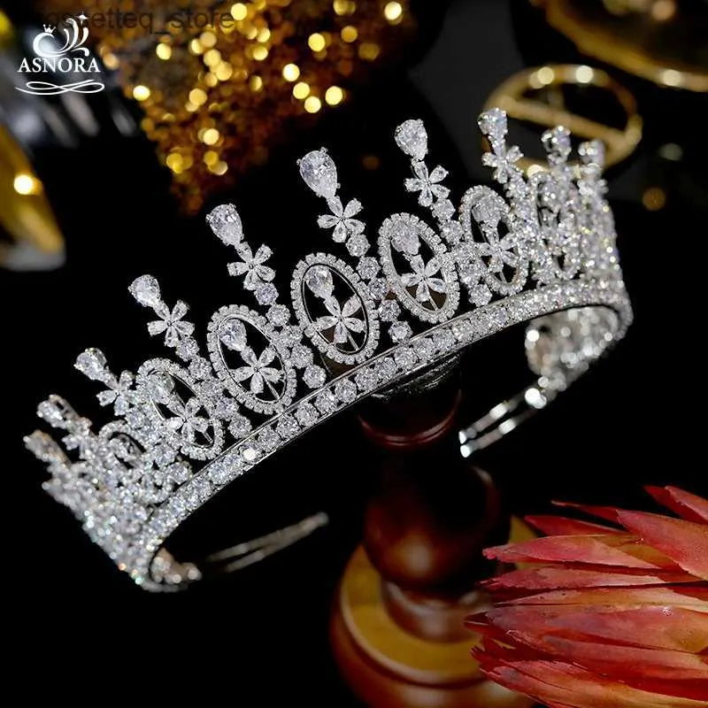 Düğün Saç Takıları Asnora Uzunluk Tiara Gelin Taç Düğün Kristal Kafa Mücevher Aksesuarları Bayanlar Saç Aksesuarları Güzellik Pageant Taç L46