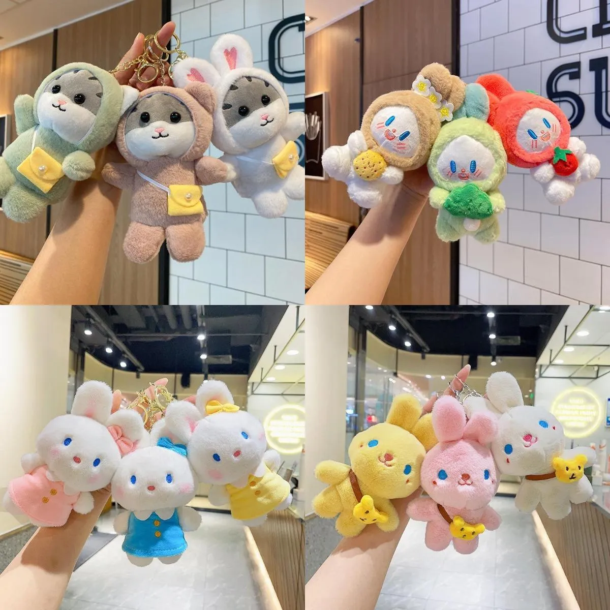 2024 Various internet famous rabbit plush pendants, grabbing machine dolls, wholesale street stalls, toys, cartoon keychains, plush toys