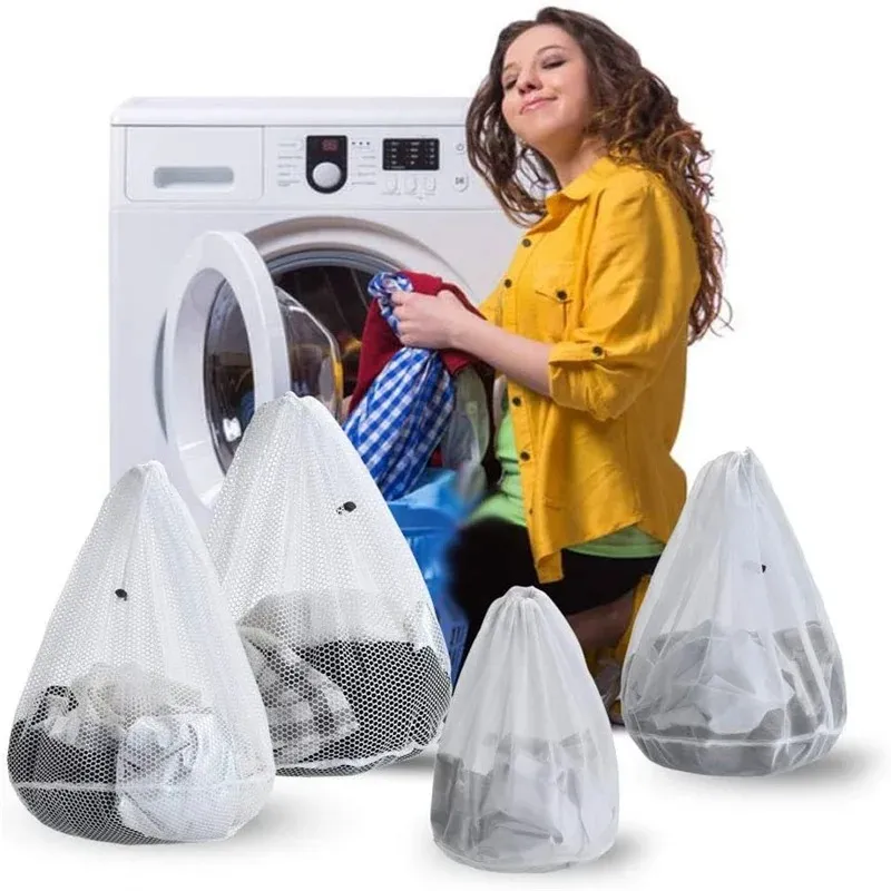 Grands sacs de filet à lavage sac à linge fin durable avec cordon verrouillable pour les vêtements de linge