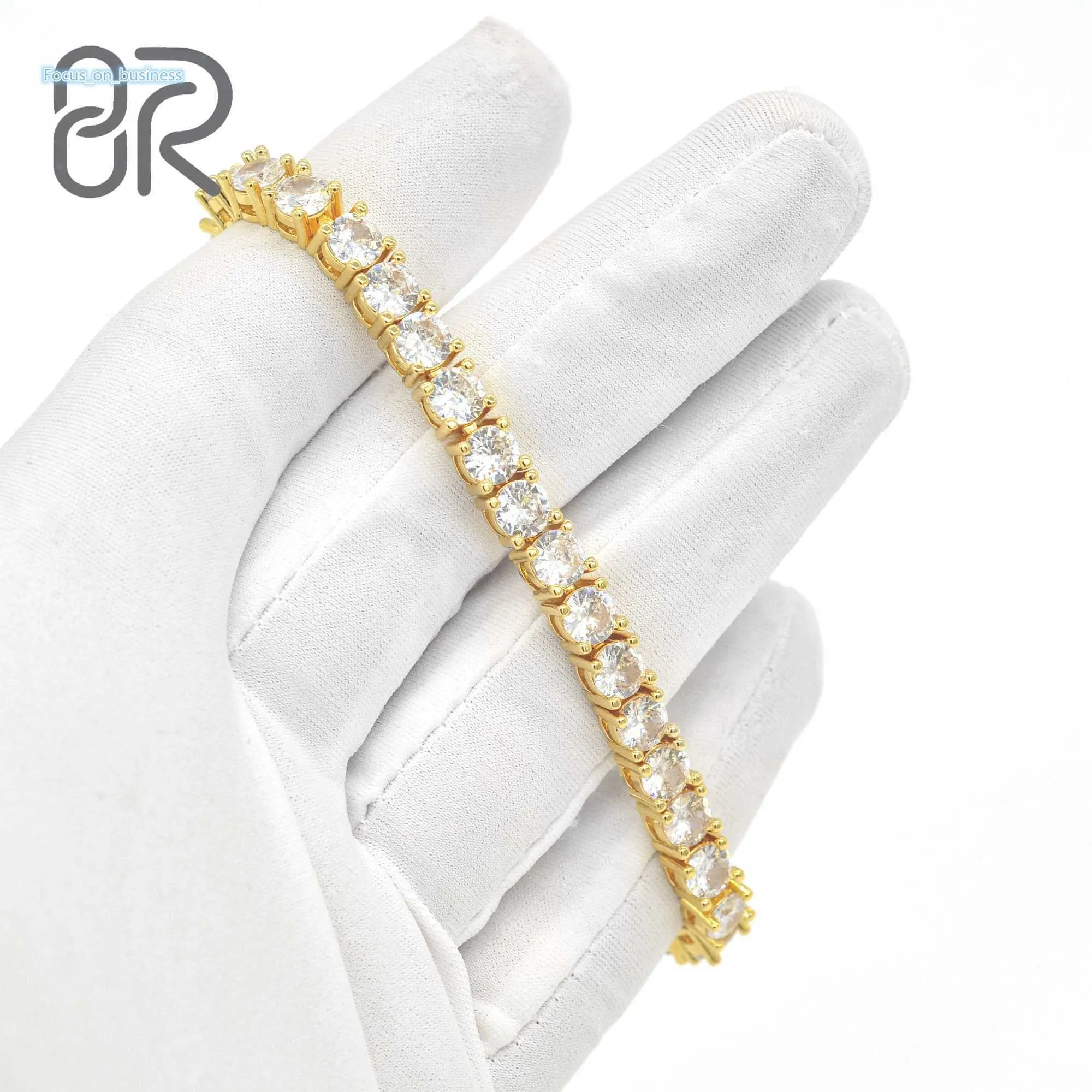 4x6mm 8 Tennis VVS Moissanite Armband Pass Diamond Tester runt Brilliant Cut Gold Plated 925 Silver Link Chain Fine Jewelry
