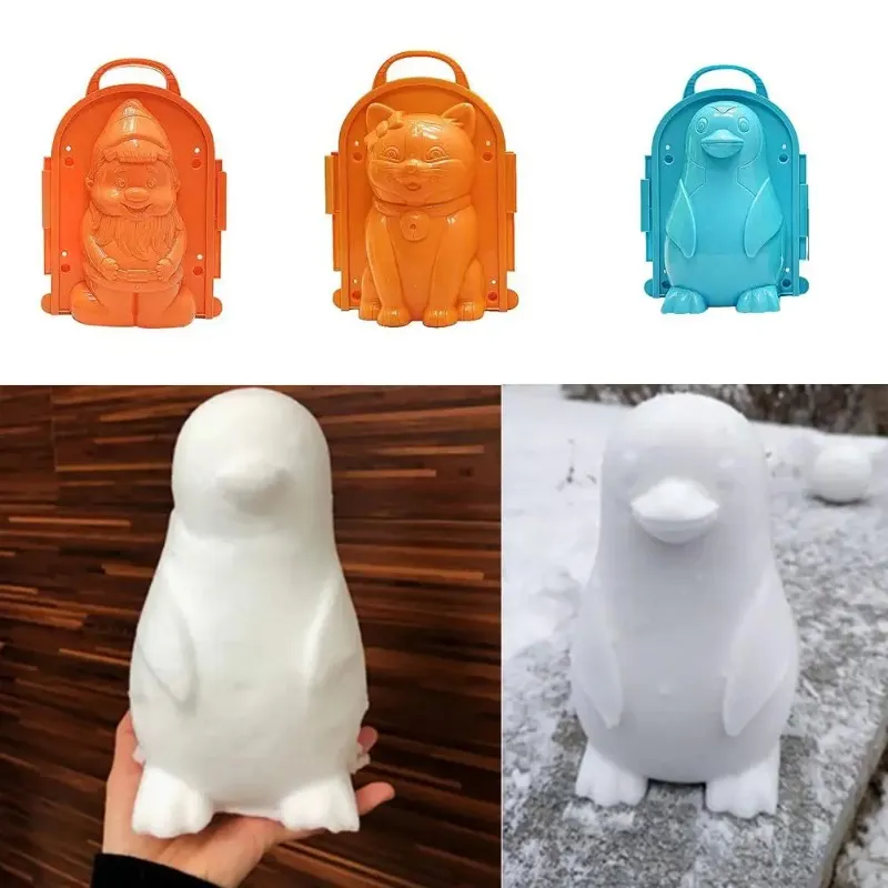 Les chats Bear Penguin Santa Claus en forme d'hiver Moule de neige de neige Snowball Clip Clipter Enfants Enfants Outdoor Sand Moule de moule Créatif Touet