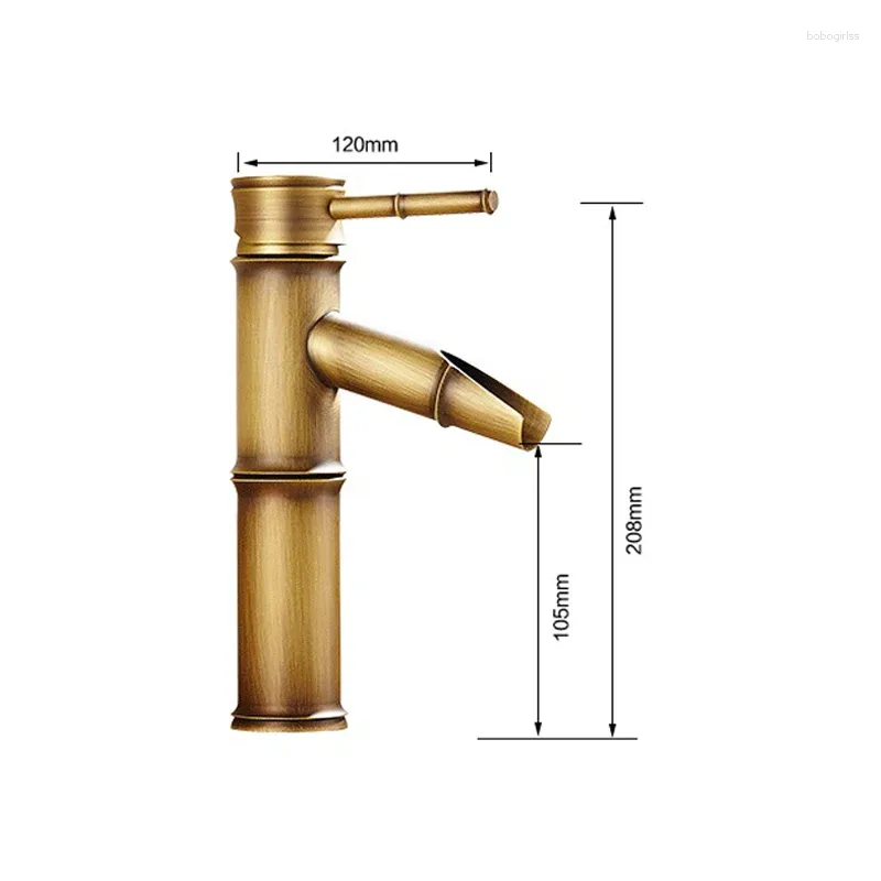 Bathroom Sink Faucets European Antique Faucet Brass Basin Tap Tall Bamboo Cold Water Kitchen Outdoor Garden Taps JA