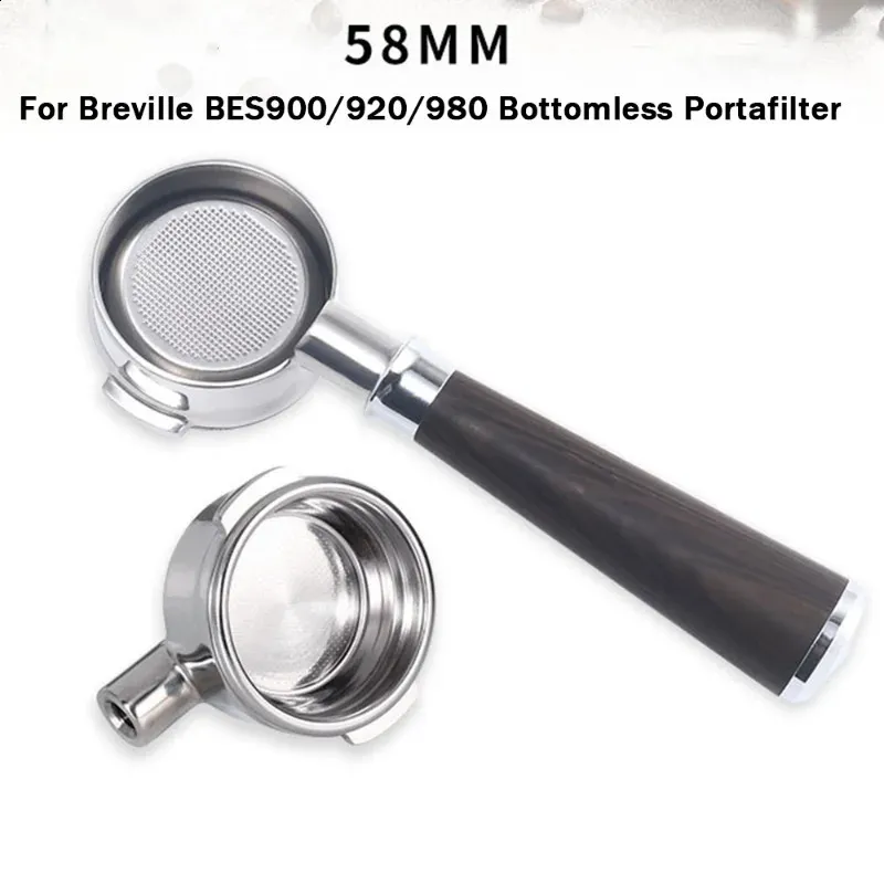 Breville 58 mm Bes900 / 920/980 Filtre Café sans fond Portafilter en acier inoxydable Remplacement Panier de filtre Cafe Cafet Tools 240417