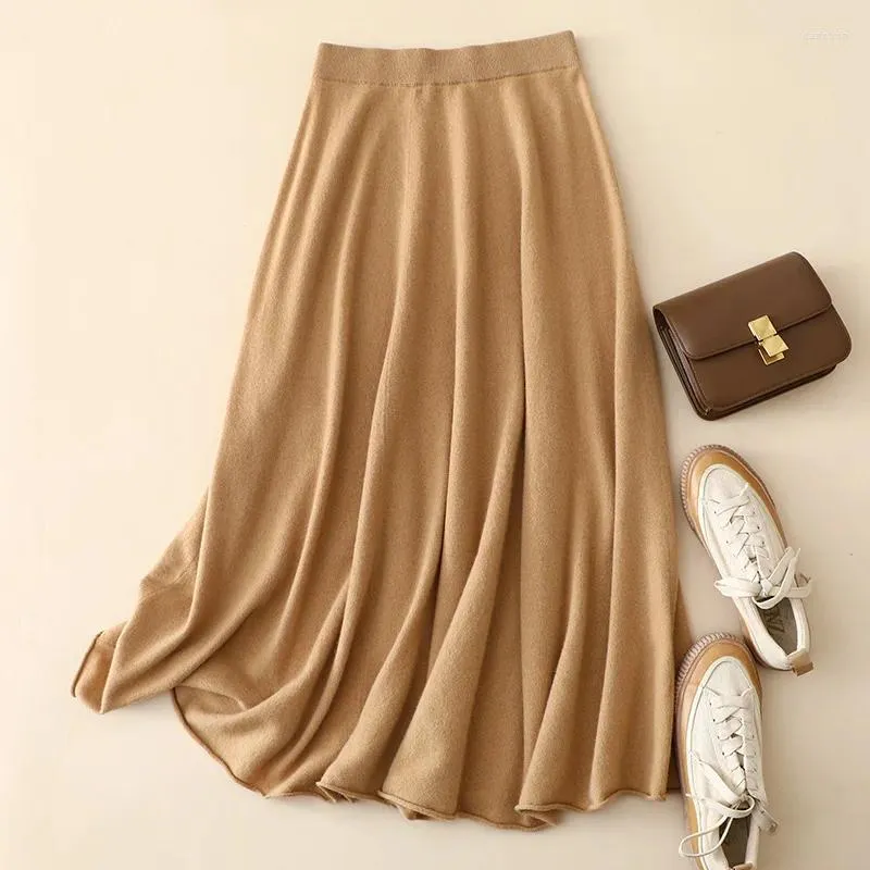 Skirts Masigoch Autumn Winter Thick Fashion Luxury Cashmere Knitted Skirt