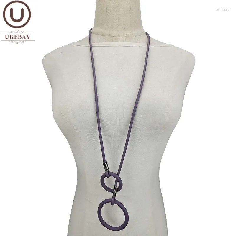 Подвесные ожерелья Ukebay с длинным пурпурным резиновым свитером цепь для женщин круглый ожерелье