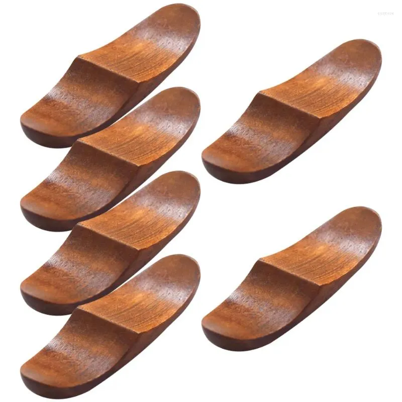 Chopsticks 6 PCS Solid Wood Spoon Holder Rustic Rest Japanese Wood Stand Color