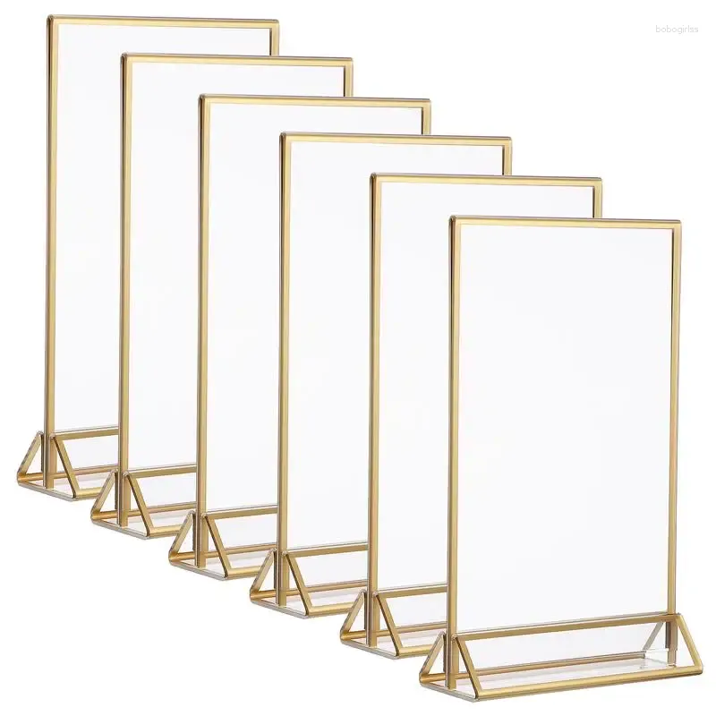 Decorative Plates 6pcs Clear Sign Holders Tabletop Display Stands Vertical For Restaurants Wedding Shops