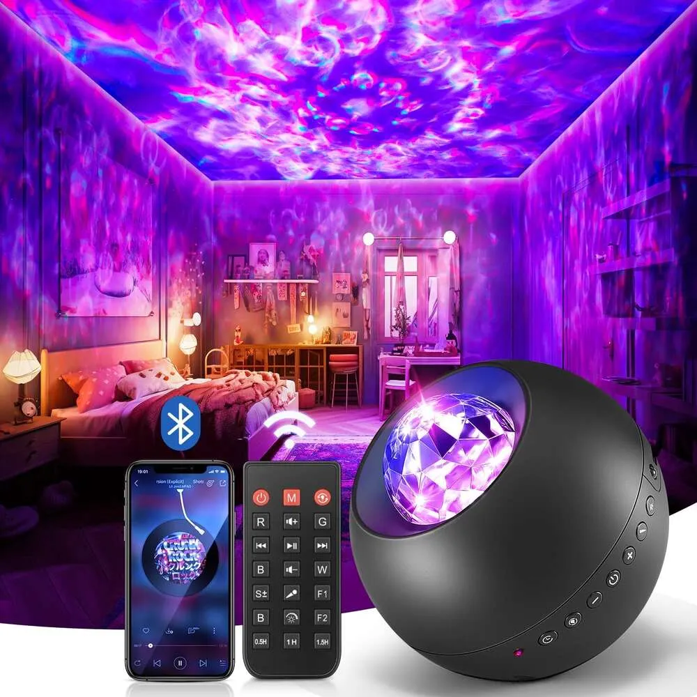 20 Lighting Modes Bedroom, Hifi Bluetooth Speaker Led Galaxy Lights 15 White Noise Remote&timer Ceiling Projector Night Light for Kids Bedroom