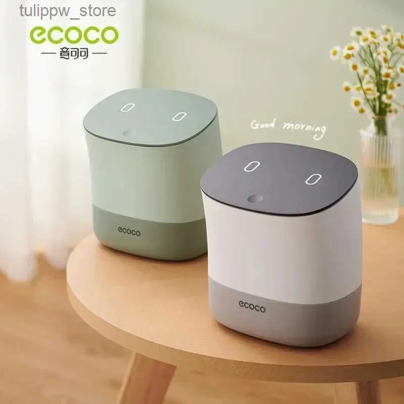 廃棄物ビンEcoco Mini Waste Bin Desktop Office Trash Can Home Garbage Basket Table Plastic Organizer Dustbins Barrel Office Supply L46