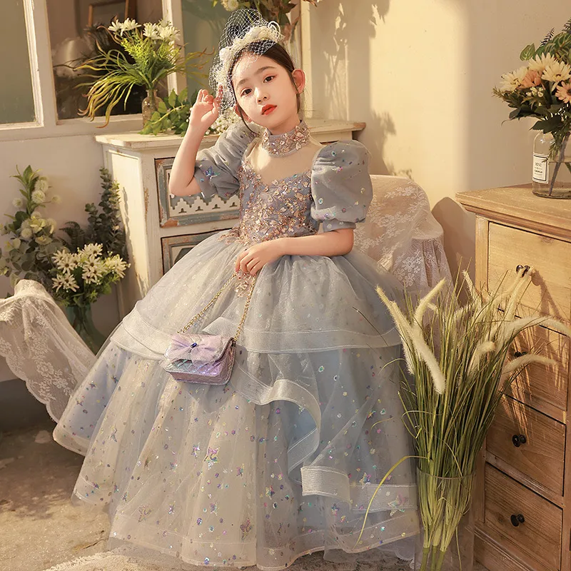 Princess Lace Flower Girl Dress - Wedding Pageant Ball Gown With Bow