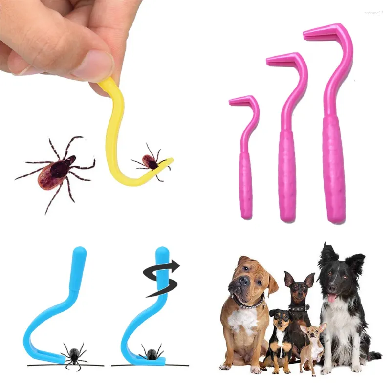 Dog Apparel 3Pcs Tick Removal Tool For Dogs Cats Quickly Easily Remove Fleas Louses Ticks Pain-Free Extractor Pet Cat Accessaries