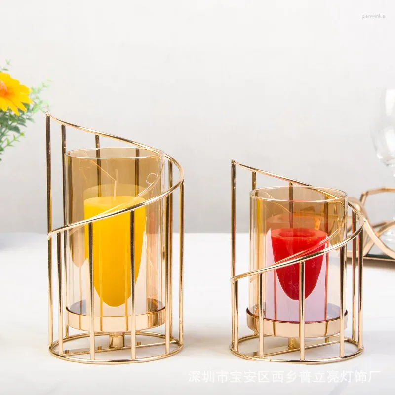 Candle Holders Nordic Gold Holder Geometric Designer Metal Colorful Individual Round Wedding Stand Luxury Velas Home Decor