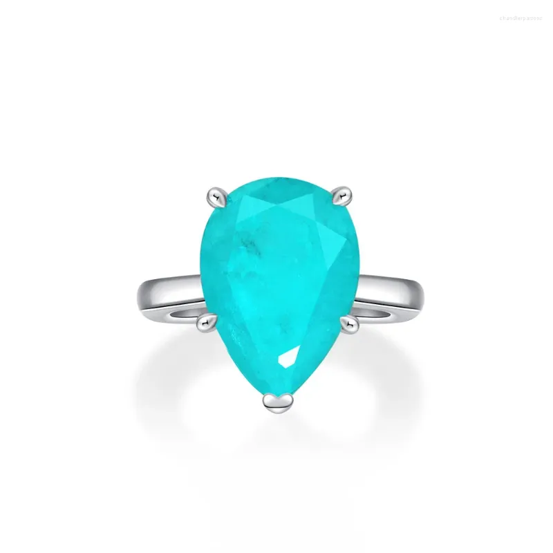 Cluster -Ringe Shipei Schmuck Europäische und amerikanische 4.5CT Synthetische Paraiba -Tröpfchen 10 14 Diamantring für Frauen für die Einfachheit von Frauen