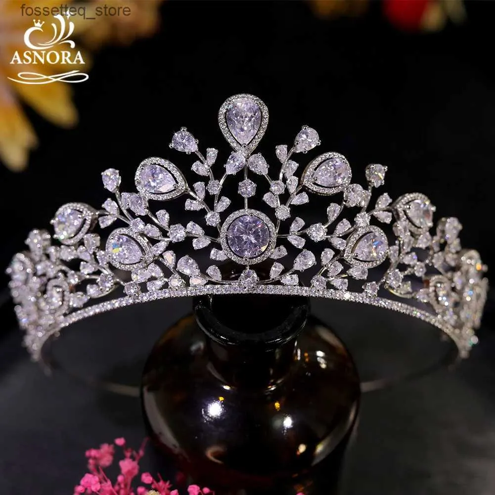 Jóias de cabelo de casamento Asnora aaa cúbica zircônia tiaras de noiva de 15 anos coroas para mulheres acessórios para cabelos de casamento diadema jóias de cocar de flores l46