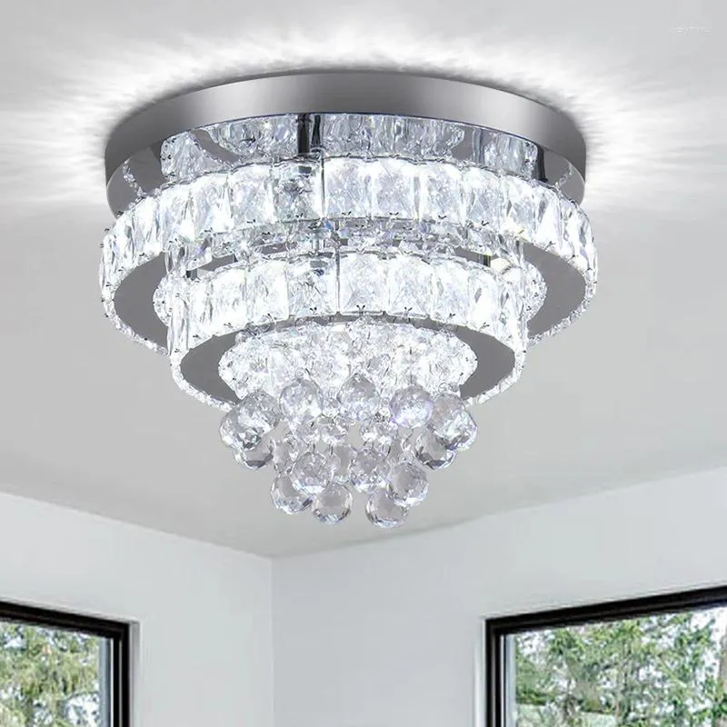 Ceiling Lights FRIXCHUR 13.7" Crystal Chandeliers Luxury Light Modern Chandelier For Bedroom Living Room