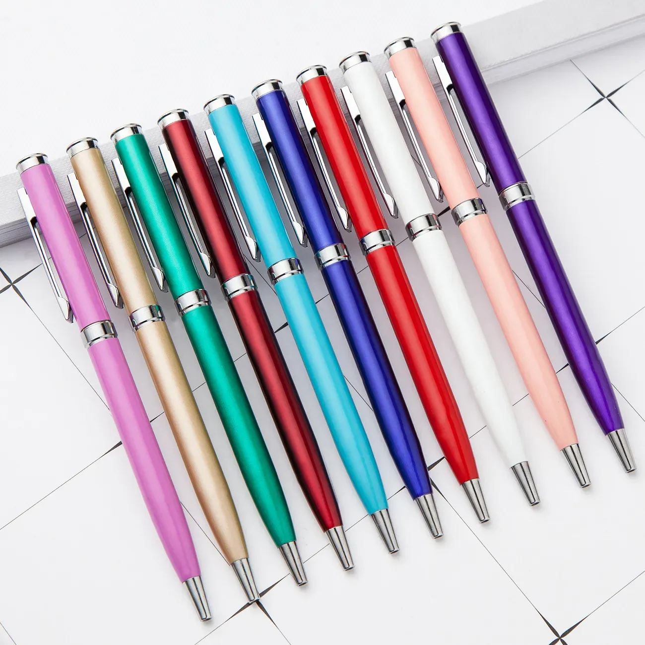 wholesale NEW Cheap Advertising Signature Ballpoint Pens High Quality Metal Writing School Office Writing Supplies Stationery 10 Color ZZ