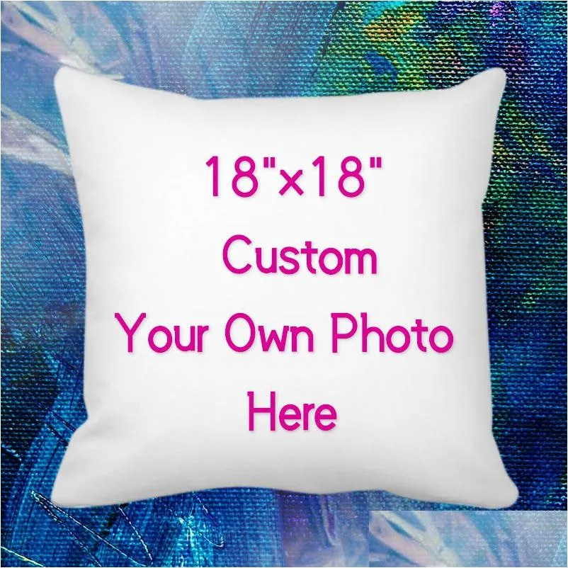 Pillow Case Picture Custom Cushion Er Flax Linen Peachskin Pet Po Design Pillowslip Gift Home Drop Delivery Garden Textiles Bedding Su Dh9Cl