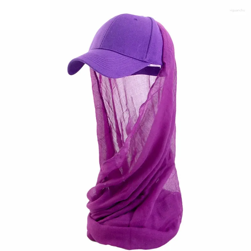 Etnische kleding vrouwen moslim hijab met hoed zon vizier pre-verbonden tulband caps run Bandana Head sjaal