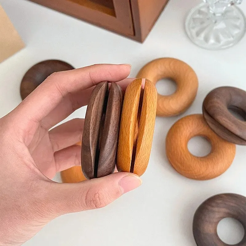 Bok Donuts Black Walnuts träförsegling Cips Creative Solid Wood Snack Clips Te TEALING Rems förvaring i köket