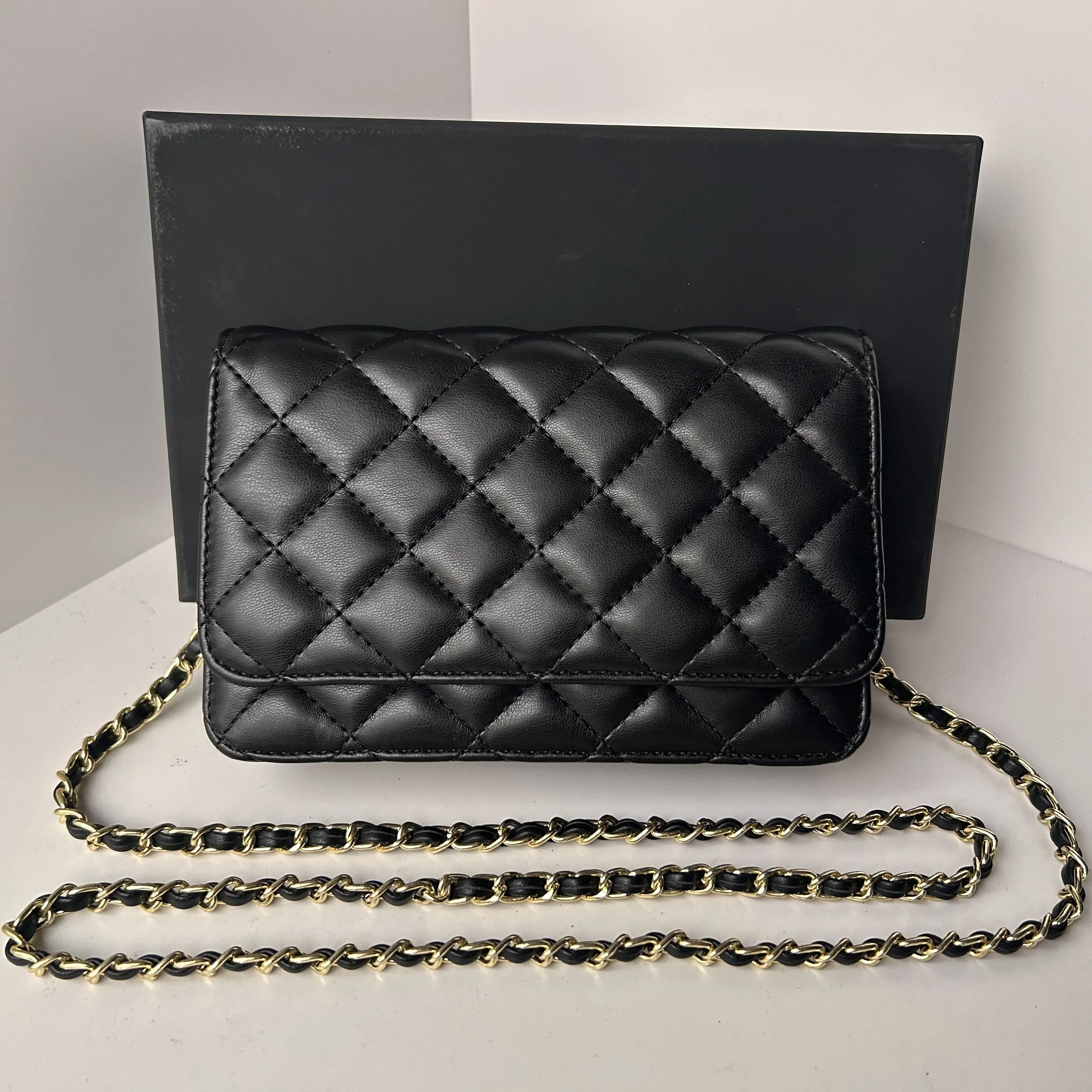 Designer Bag Caviar Bag Chain Bag Leather Plaid Caviar Gold Chain Silver Chain Woc Bag Shoulder Bag Crossbody Bag From 6 26 DHgate