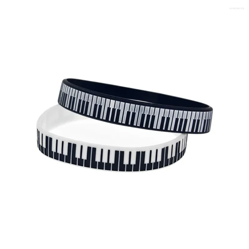 Bracelets de charme 50 PCs Piano Keys Silicone Rubber Wrist Band de 1/2 polegada de largura de pulseira de quadril
