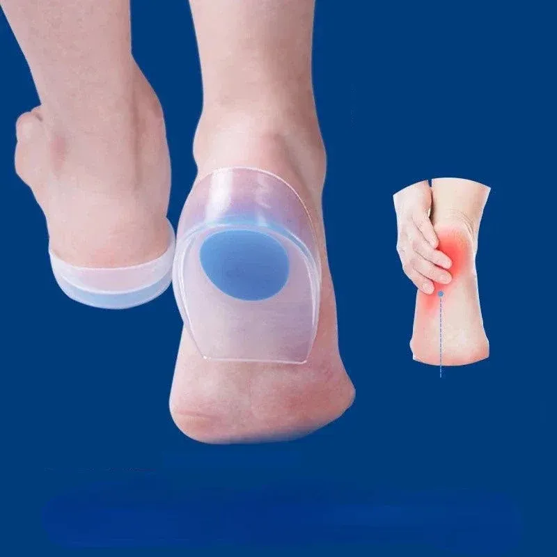 2024 Soft Silicone Gel Insoles for heel spurs pain Foot cushion Foot Massager Care Half Heel Insole Pad Height Increase- for heel spur relief insoles