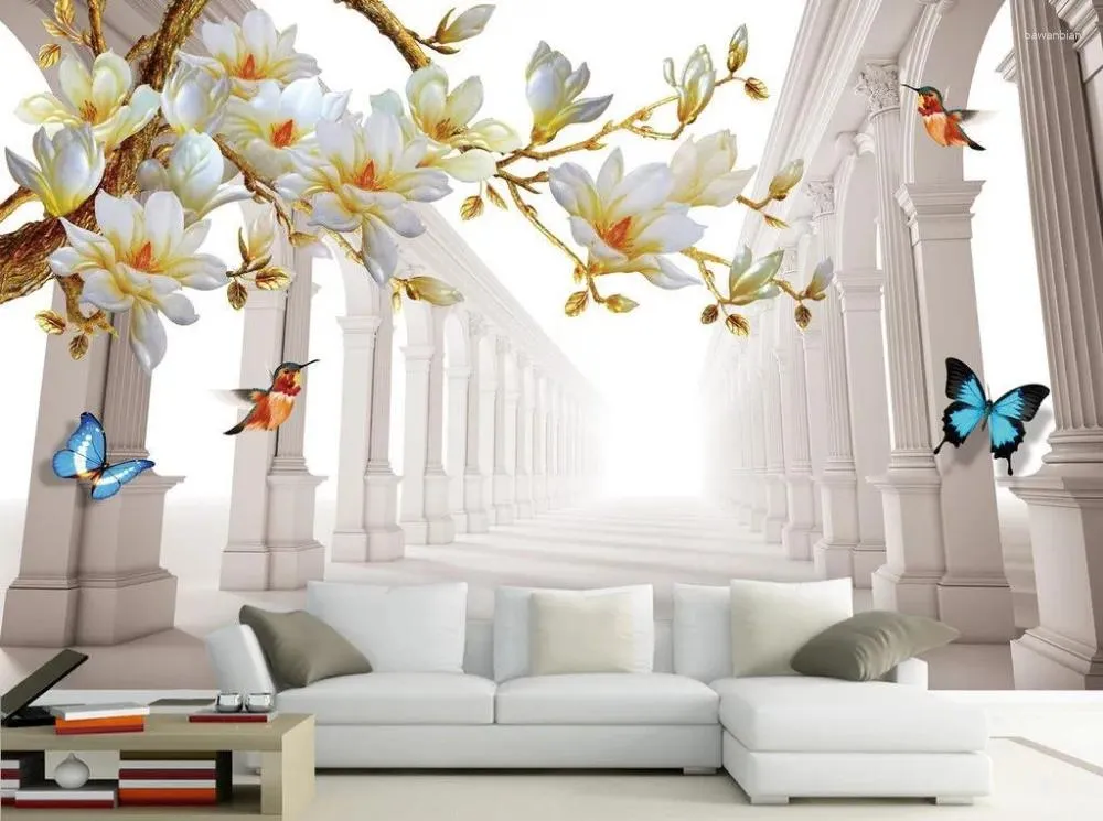 Wallpapers Fashion Magnolia Space Backdrop 3d Wall Murals Wallpaper Flower Home Decoration