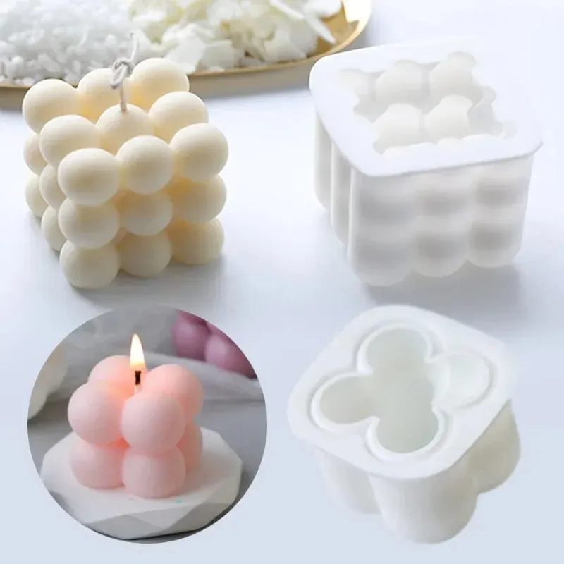 As mais recentes velas de cubos mágicos de cuba de molde de soja molde moldes 3d de silício para resina artmol de vela de vela fabricando molde