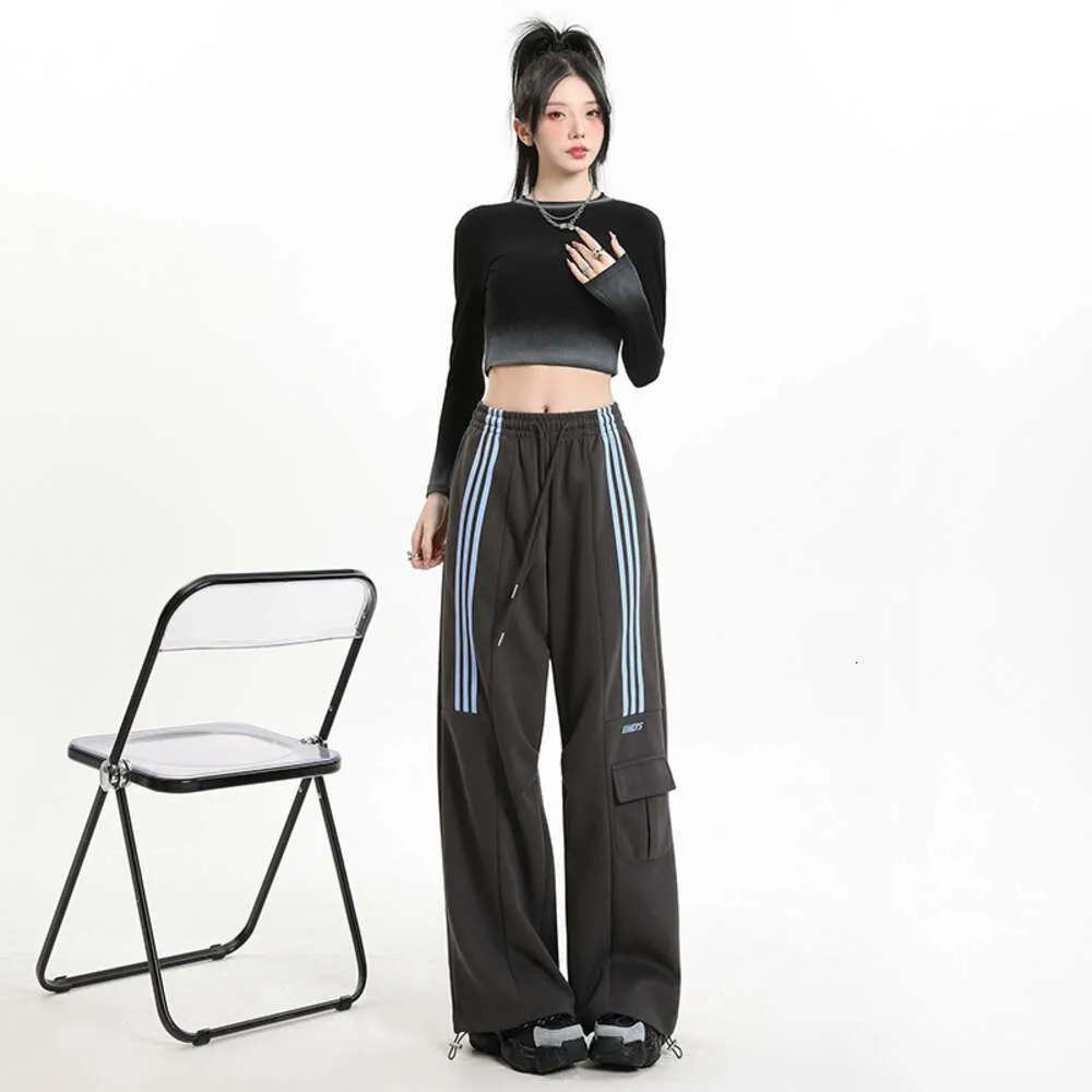 American style high street work pants womens spring 2024 new spicy girl high waisted jazz dance wide leg straight leg pants