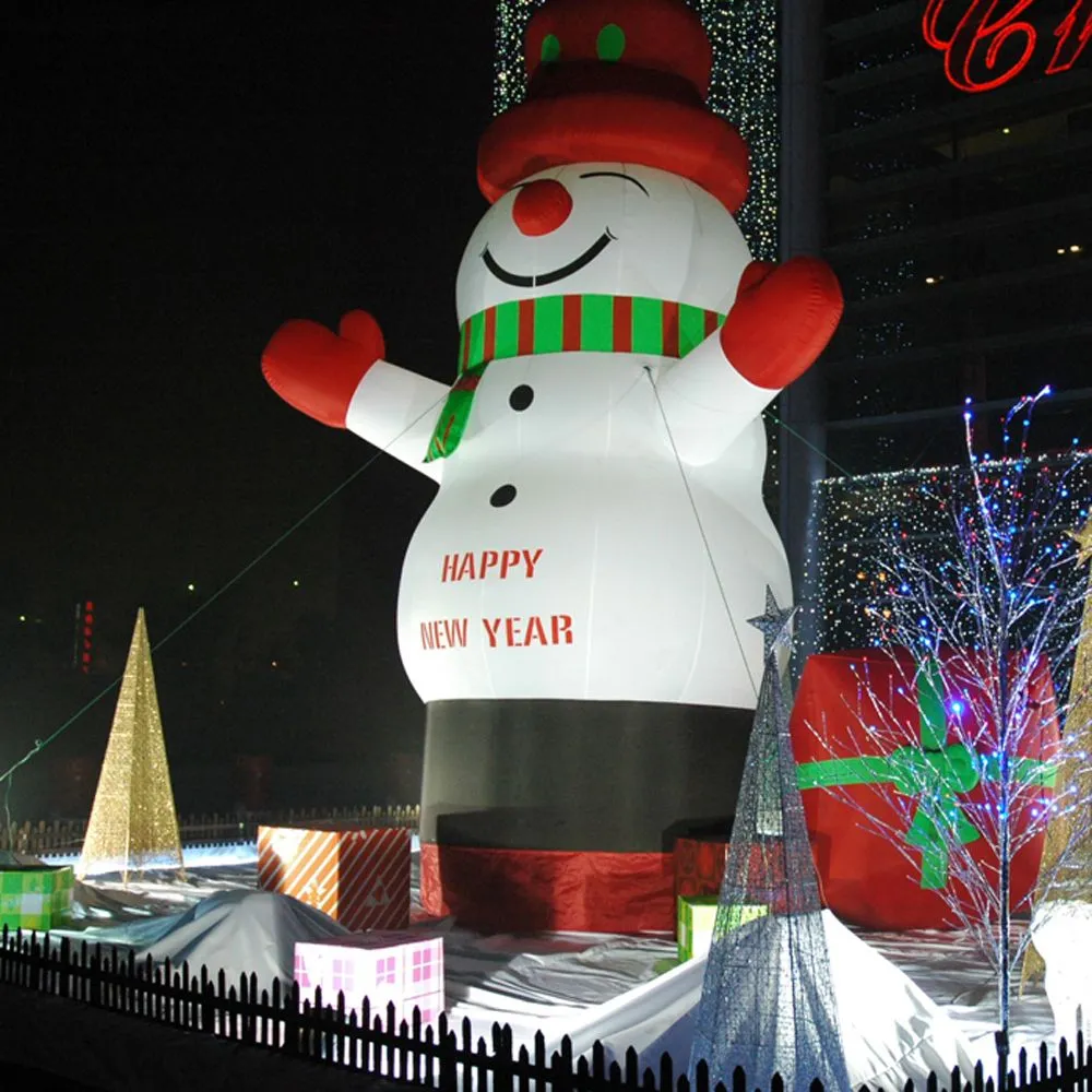 10mH (33ft) with blower Giant outdoor christmas inflatable snowman red color xmas hats for holiday decoration