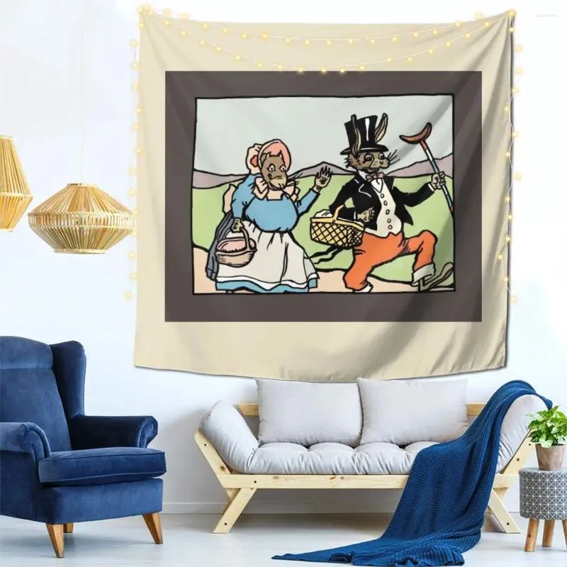 Tapestries Uncle Wiggily & Jane Go Picnicking Wall Decor Tapestry Modern Decorative Birthday Gift Polyester Delicate