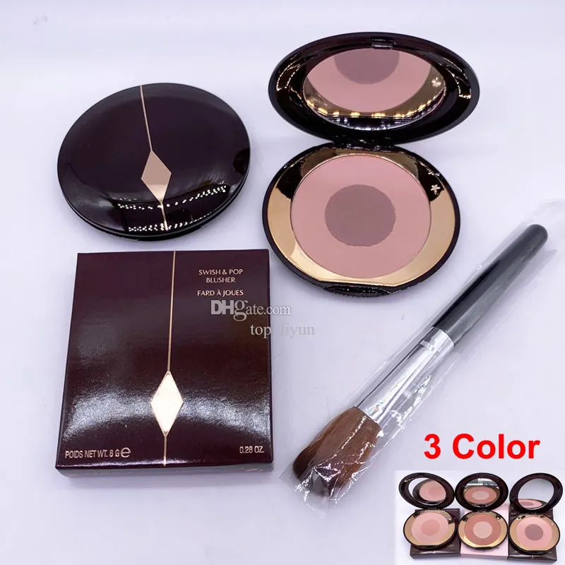 Dwukologowy rumieniec w proszku z pędzlem Cheek Cheek Cheek Sweish Glow Blusher Sex on Fire First Love Pillow Pop Blush