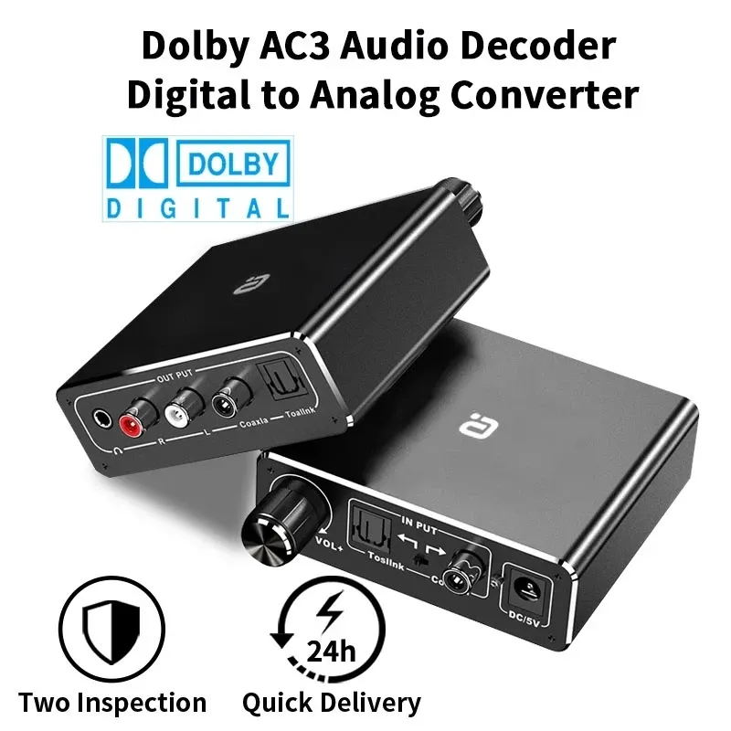 Accessoires HIFI sans perte Protable AC3 192KHz AUDIDECODER DAC AVEC CONTRÔLE DE VOLUME COAXIAL RCA Digital To Analog Converter Adaptateur