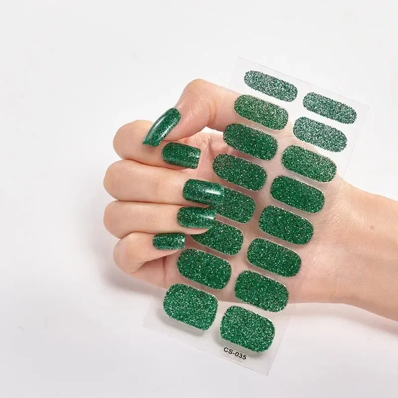 16tips nagelklistermärken Partihandel Gradient Glitter Simple Waterproof Full Color Solid