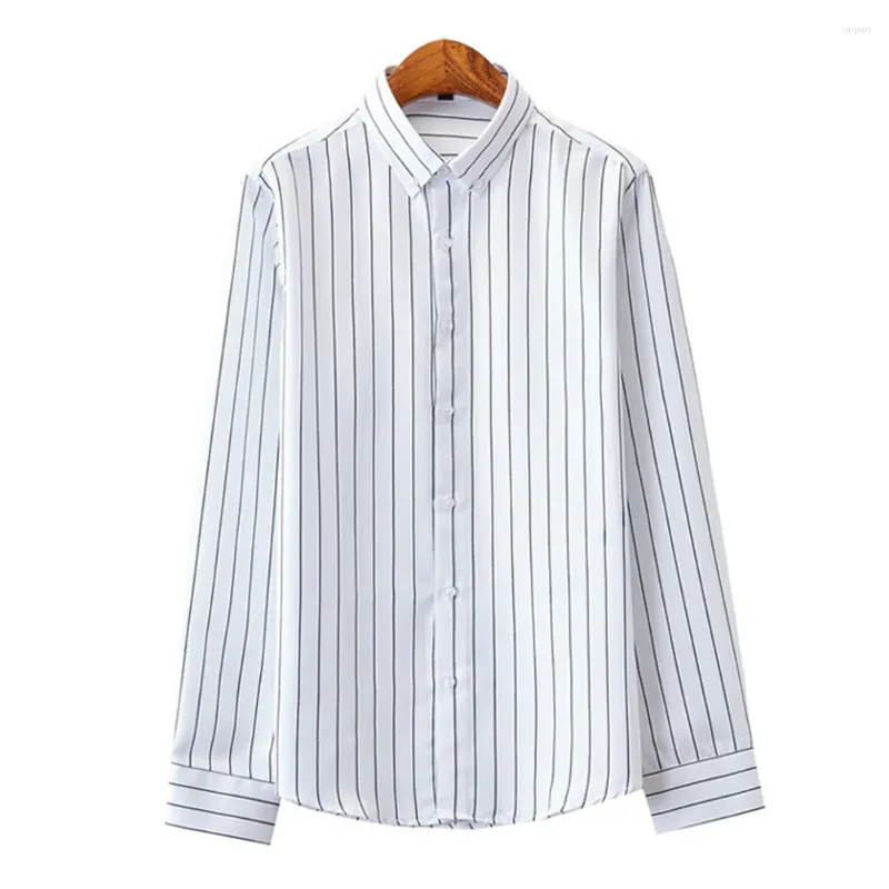 Men's Casual Shirts Daily Shirt Holiday Party Band Collar Long Sleeve Mens Striped Men Comfy Fashion Stylish