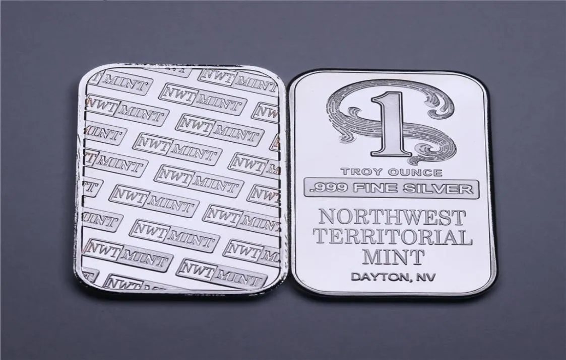 1 Troy OUNCE 999 BALON DE BULLION SILT-Silver Northwest Northwest Teerorial Mint Bar argenté en laiton sans magnétisme3444361