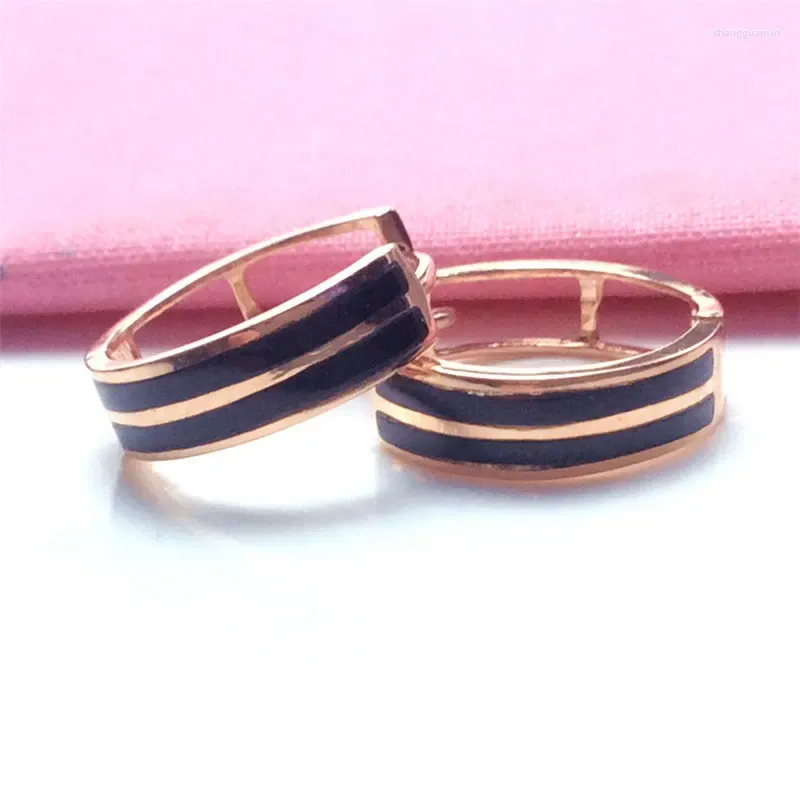 Dangle Earrings 585 Purple Gold Fashion Black Agate Eor Buckle 도금 14K Rose Classic Women Daily Party Jewelry