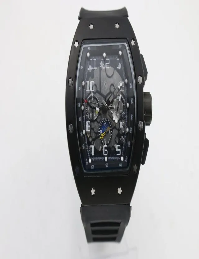 high quality Man 011 watch rubber black case 43mm Black strap Automatic machinery Sixpointer function watch4710244